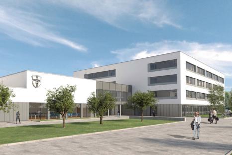 Offen und modern präsentiert sich das Neubauensemble (alle Grafiken: GOLDBECK West GmbH, Monheim / HWR Architekten, Dortmund)