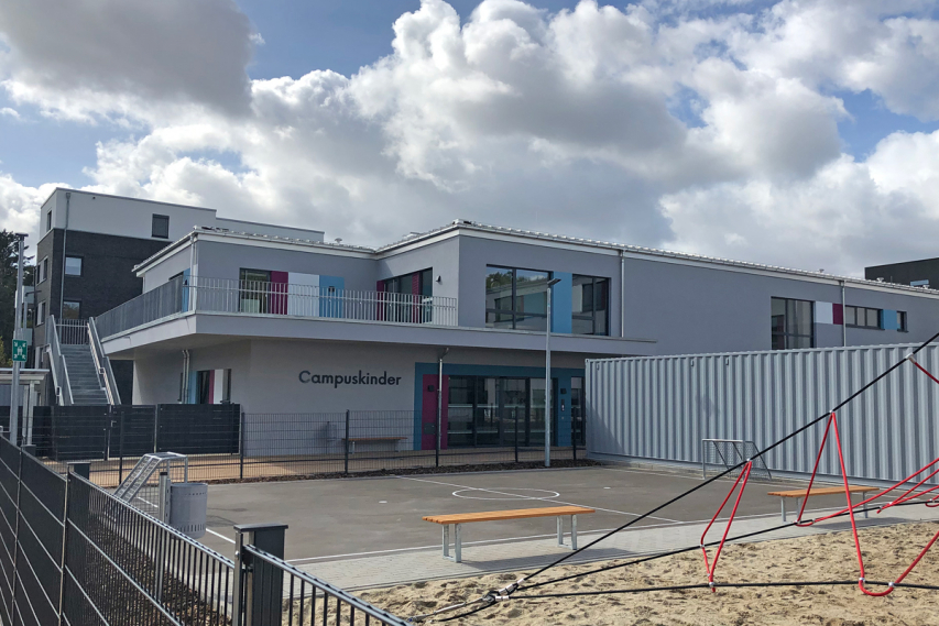 Blick auf den Eingangsbereich der neuen Kita "Campus-Kinder" (Bilder:VBD)