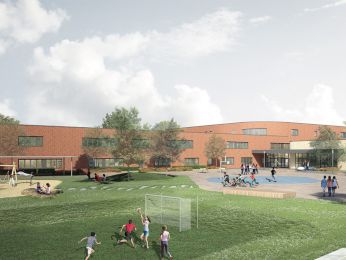 Visualisierung des neuen Schulbaus "Achtern Diek" in Dorum im Landkreis Cuxhaven