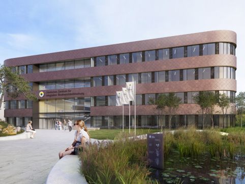 Aussenansicht des neuen Forschungsgebäudes für die Universität Leipzig